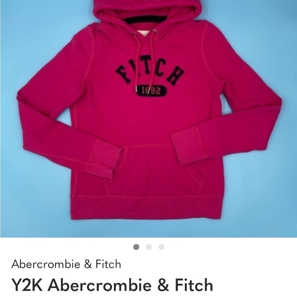 Y2K Abercrombie & Fitch Pink Hoodie Women’s Medium Vintage Logo Pullover